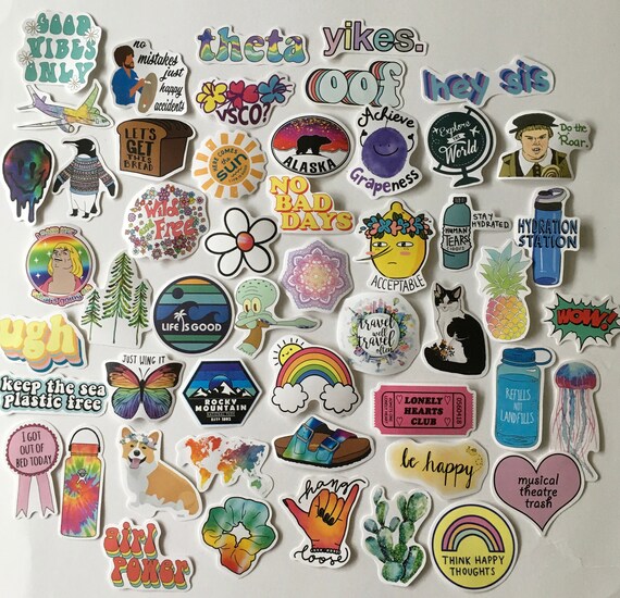 Aesthetic Stickers for Water Bottles, Skateboard, Hydro Flask, Phone,  Laptop 50