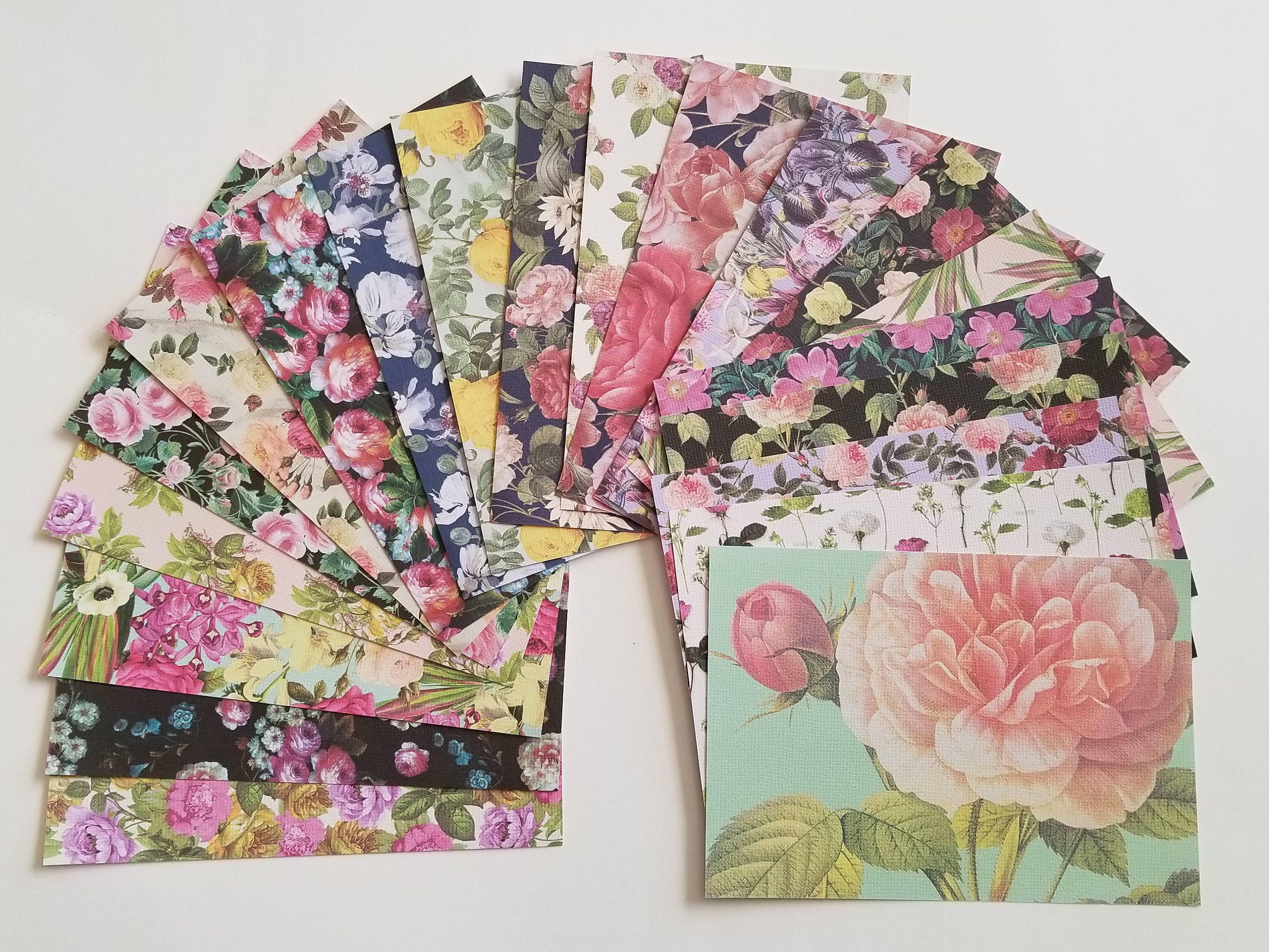 Card Stock Pages Roses / 20 Sheets 4.5" x 6.5" Paper Pink, …