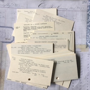 Library Cards / 100 Vintage Library Catalog Cards -- Great for Weddings, parties, Card Making, Journals, Collage, etc.