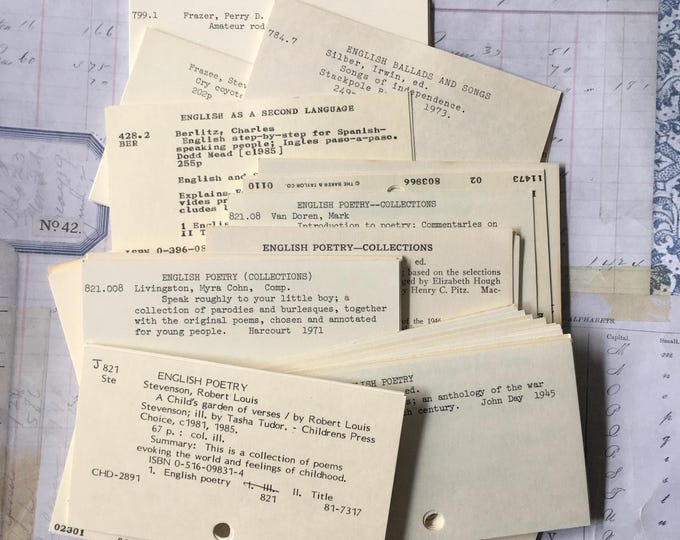 Library Cards / 100 Vintage Library Catalog Cards Great for Weddings