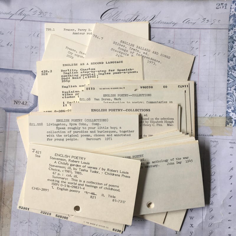 Library Card Catalog Etsy
