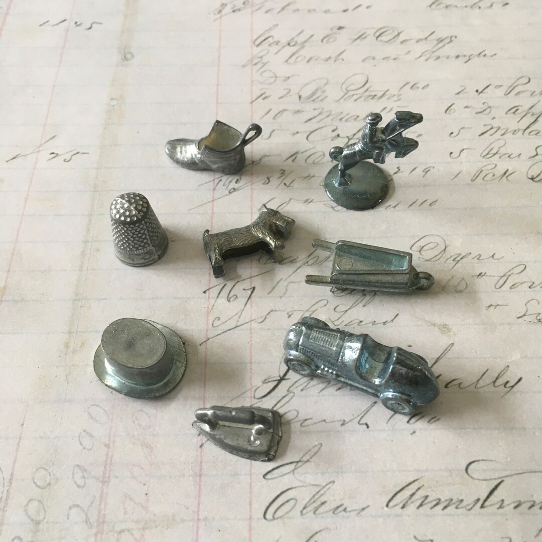 Monopoly Game Pieces / 8 Vintage Metal Monopoly Game Tokens Lot Great