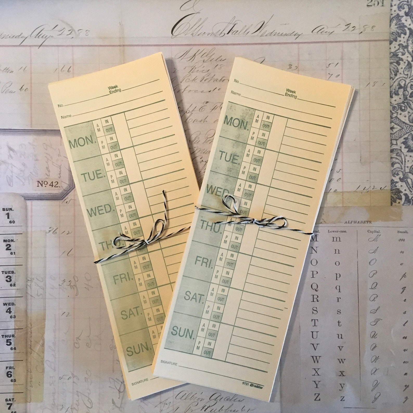 Time Cards / 10 Punch Time Cards Manila Days of the Week Great Etsy