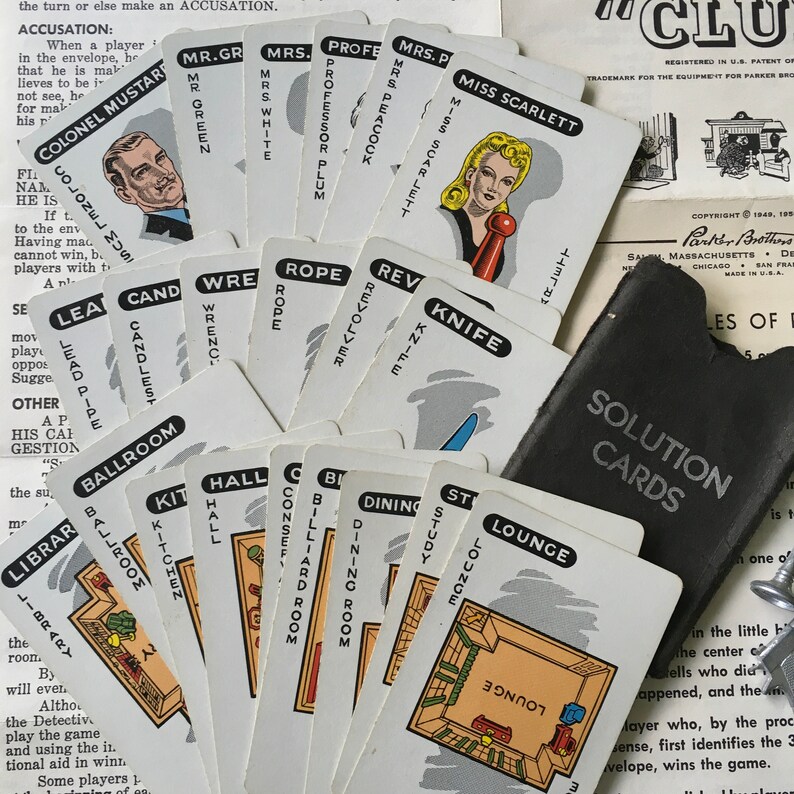 CLUE Game Pieces / 30 Pc. Vintage Clue Game Pieces / Clue Etsy