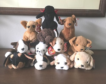 Ty Beanie Baby / Choose One Ty Beanie Baby Retired Dog --Dotty, Doby, Tiny, Fetch, Tuffy, Wrinkles, Bernie, Fetcher, Rufus, Gigi 1990&#39;s RARE
