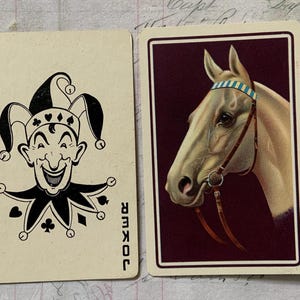 JOKER Cards / 2 Vintage Single Joker Playing Cards Horse Backs -- Great for Mixed Media, Collage, Journals, Smash Books, etc.