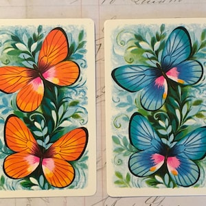 Butterfly Swap Cards / 2 Vintage Butterfly Playing Cards Great for Mixed Media, Collage, Scrapbooking, Journals, etc.