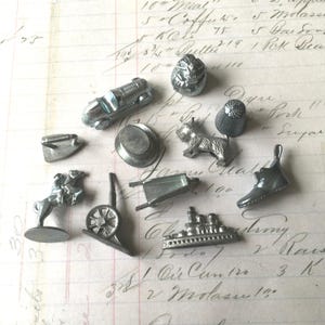 Monopoly Tokens / 11 Vintage Monopoly Game Pieces -- Great  for Crafts, Altered Art, Mixed Media, Shadow Boxes, etc.
