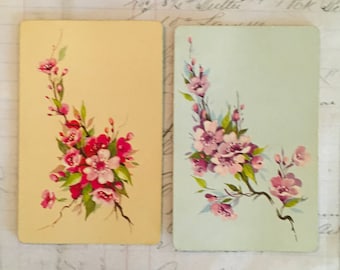 Floral Cards / 2 Vintage Floral Playing Cards Flowers Great for Mixed Media, Collage, Scrapbooking, Journals, etc.
