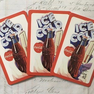 Coca Cola Cards / 3 Vintage Coca Cola Advertising Playing Cards Great for Journals, Smash Books, Collage, etc.