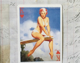 Woman Swap Card / 1 Vintage Woman Pin Up Playing Card — Great for Journals, Smash Books, Collage, etc.