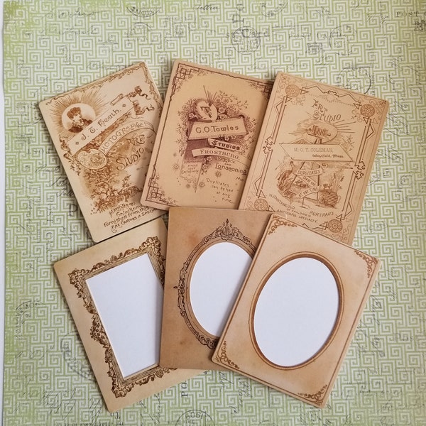 Tim Holtz Frames / 6 Vintage Style Mini Cabinet Cards 3" x 4" Frames Great for Mixed Media, Collage, Journals, Smash Books, etc.