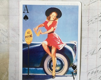Woman Swap Card / 1 Vintage Woman Pin Up Playing Card — Great for Journals, Smash Books, Collage, etc.