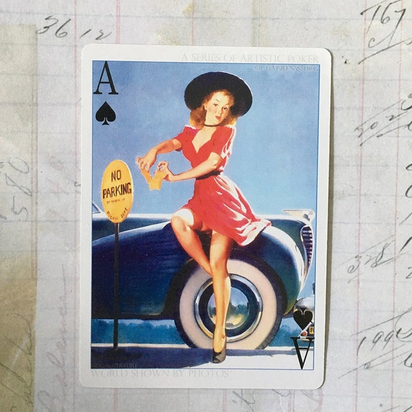 Woman Swap Card / 1 Vintage Woman Pin Up Playing Card — Great for Journals, Smash Books, Collage, etc.