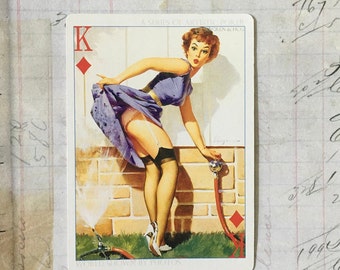 Woman Swap Card / 1 Vintage Woman Pin Up Playing Card — Great for Journals, Smash Books, Collage, etc.