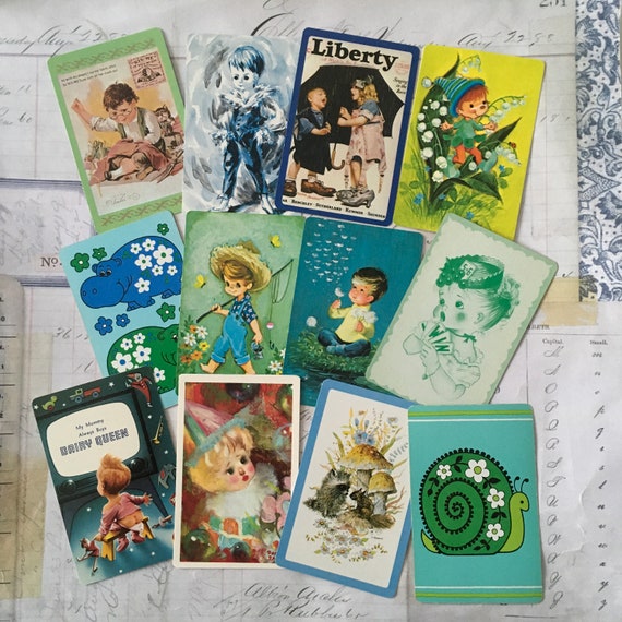 SWAP Cards / 12 Vintage CUTE Playing Cards Kids Cats & Dogs Etsy