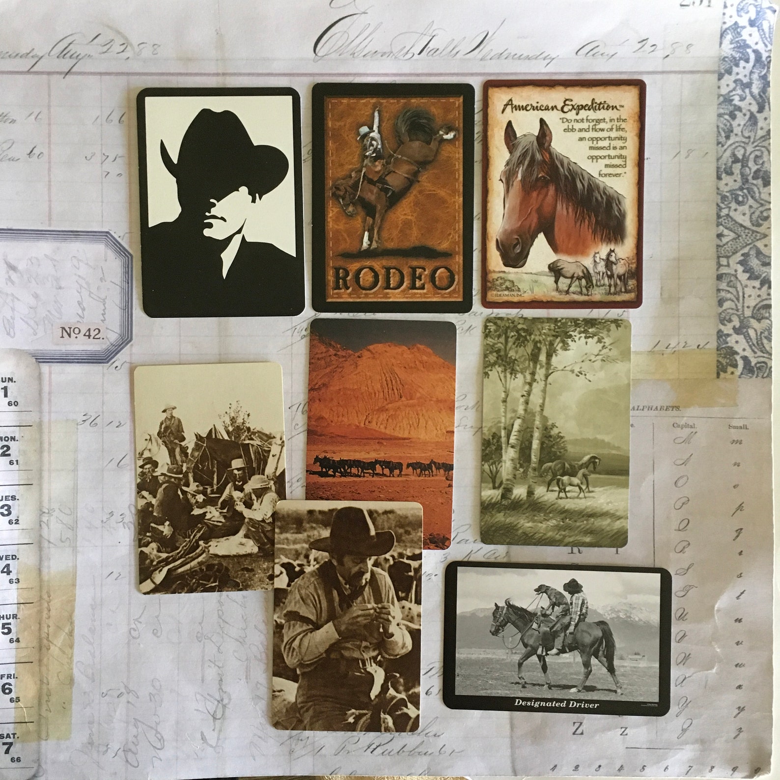 Cowboy Cards / 8 Vintage Playing Cards Horse &amp; Cowboy Theme | Etsy