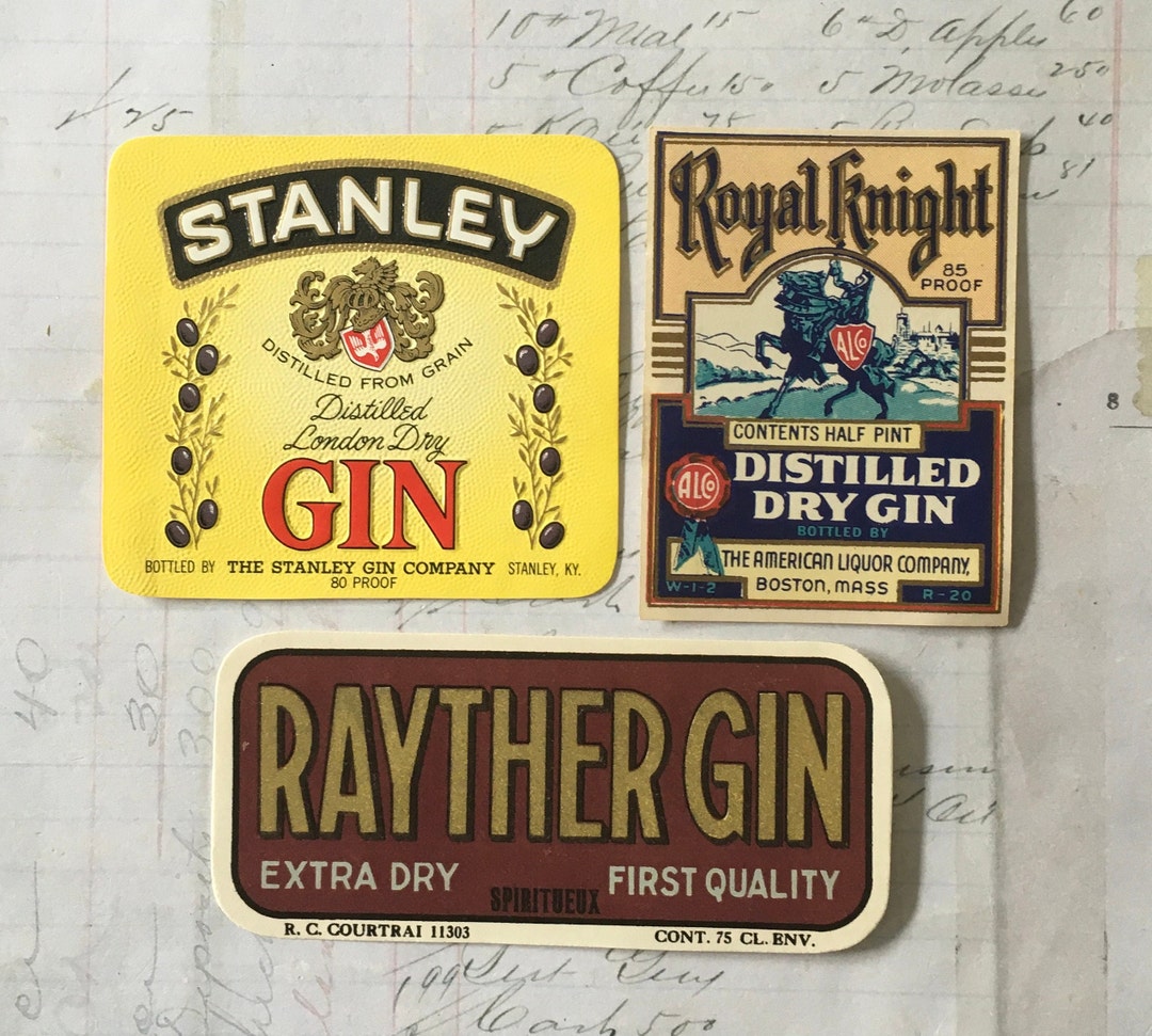 Gin Labels / 3 Vintage Gin Liquor Labels Assorted Brands for - Etsy