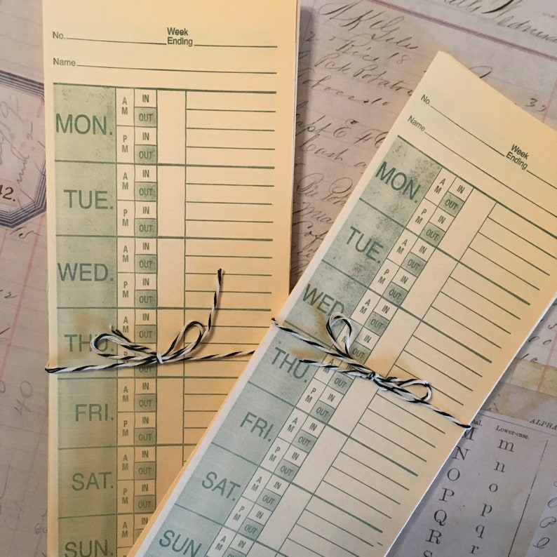 Time Cards / 10 Punch Time Cards Manila Days of the Week Great Etsy