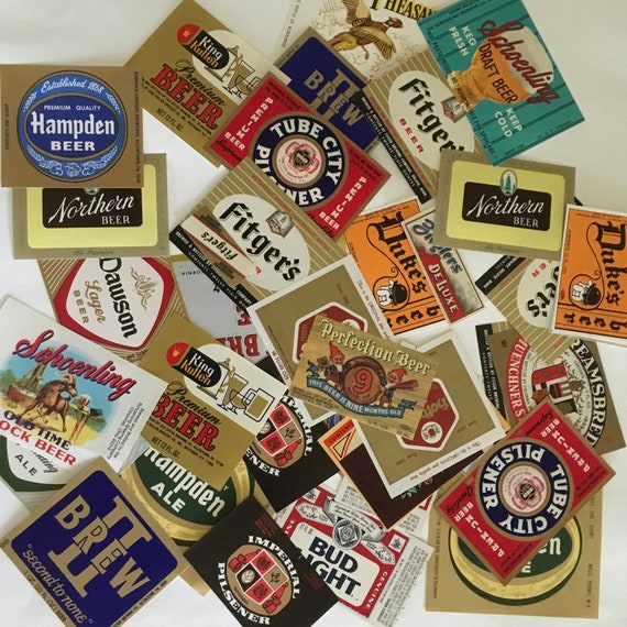 Beer Labels / 5 Vintage BEER Labels RANDOMLY SELECTED Great Etsy