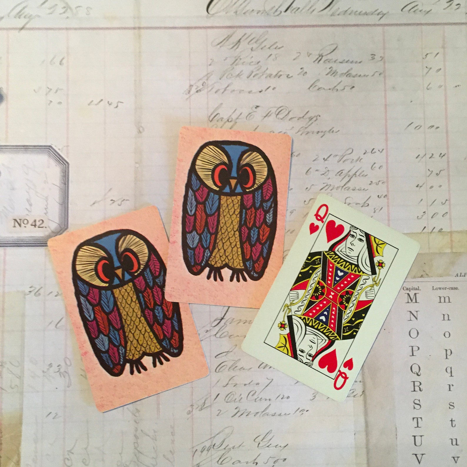 OWL Playing CARDS / 3 Vintage Retro Owl Swap Cards Pink Mixed Etsy