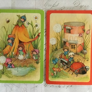 PIXIE Cards / 2 Vintage Cute Pixie Swap Cards by Hallmark Great Ephemera for Collage, Altered Art, Journals