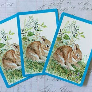 RABBIT CARDS / 3 Vintage RABBIT Playing Cards Great for Mixed Ephemera for Collage, Altered Art, Scrapbooking, Journals