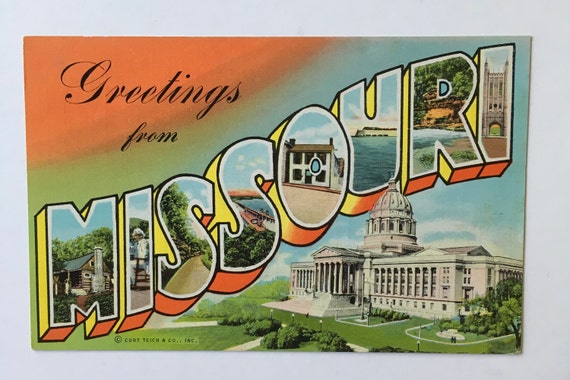 Large Letters POSTCARD Vintage Greetings from IOWA Large Letters Linen Postcard Unused