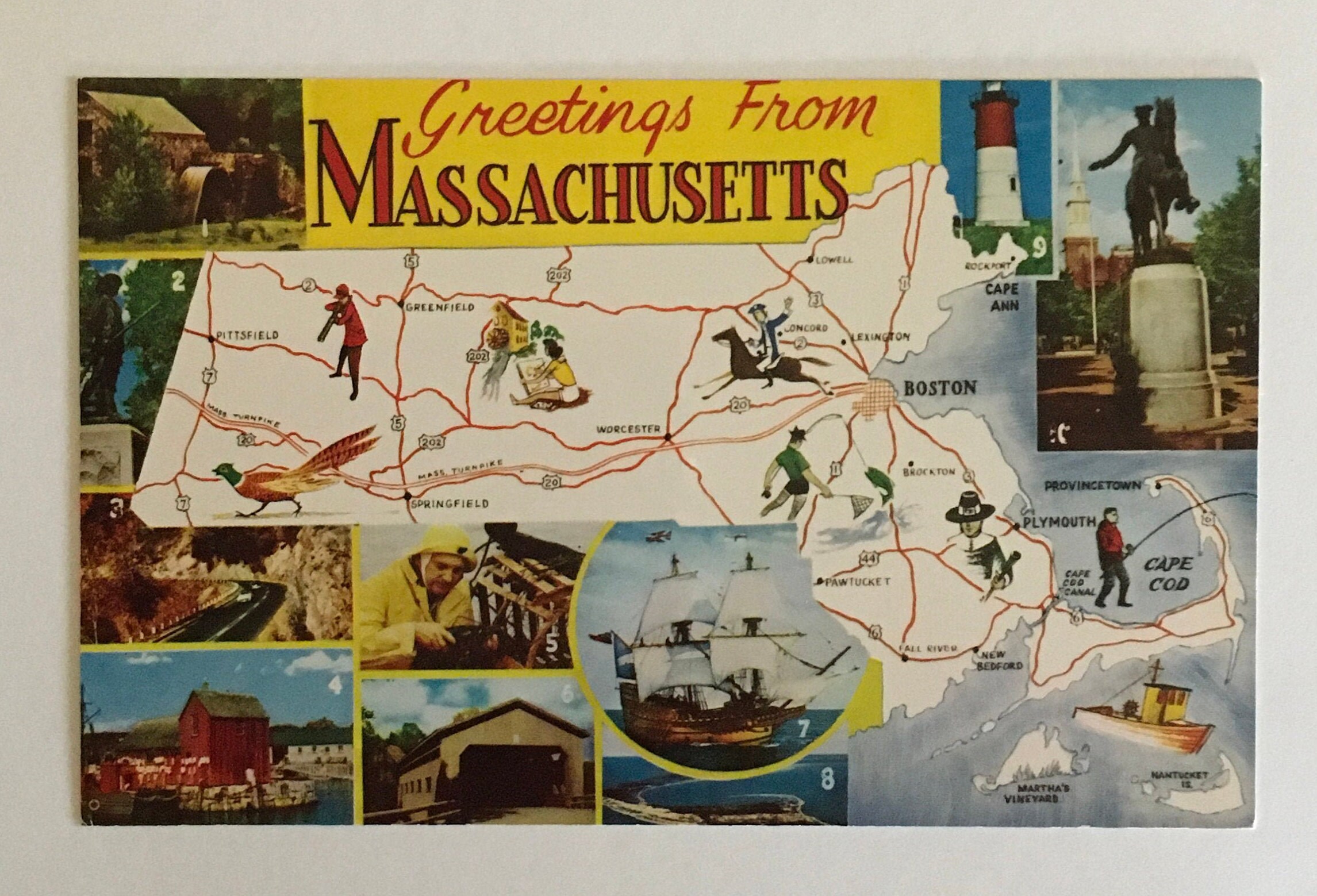 Massachusetts POSTCARD / Vintage Greetings From Massachusetts Etsy UK