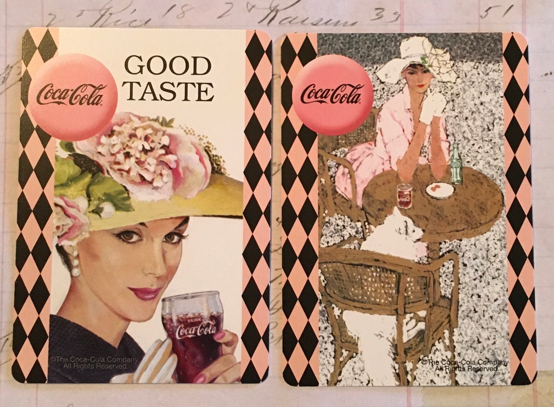 Coca Cola Cards / 2 Vintage Coca Cola Cards Pink Black & Tan Etsy