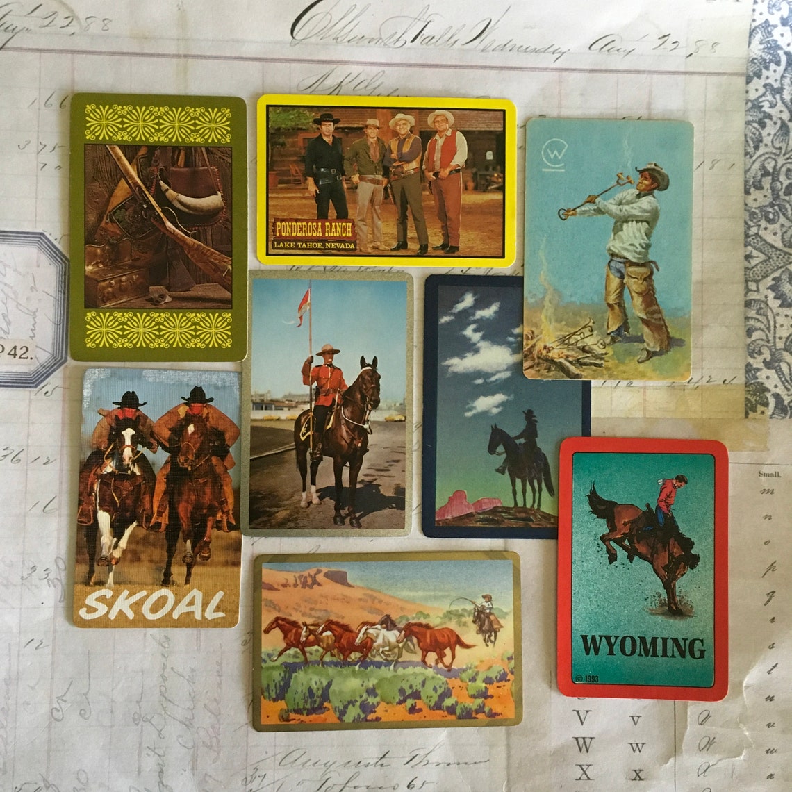 Cowboy Cards / 8 Vintage Playing Cards Horse &amp; Cowboy Theme | Etsy