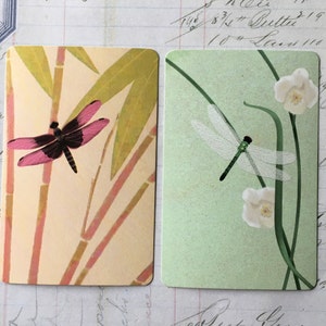 Swap CARDS / 2 Vintage Retro Dragonfly Cards Great for Mixed Ephemera for Collage, Altered Art, Scrapbooking, Journals
