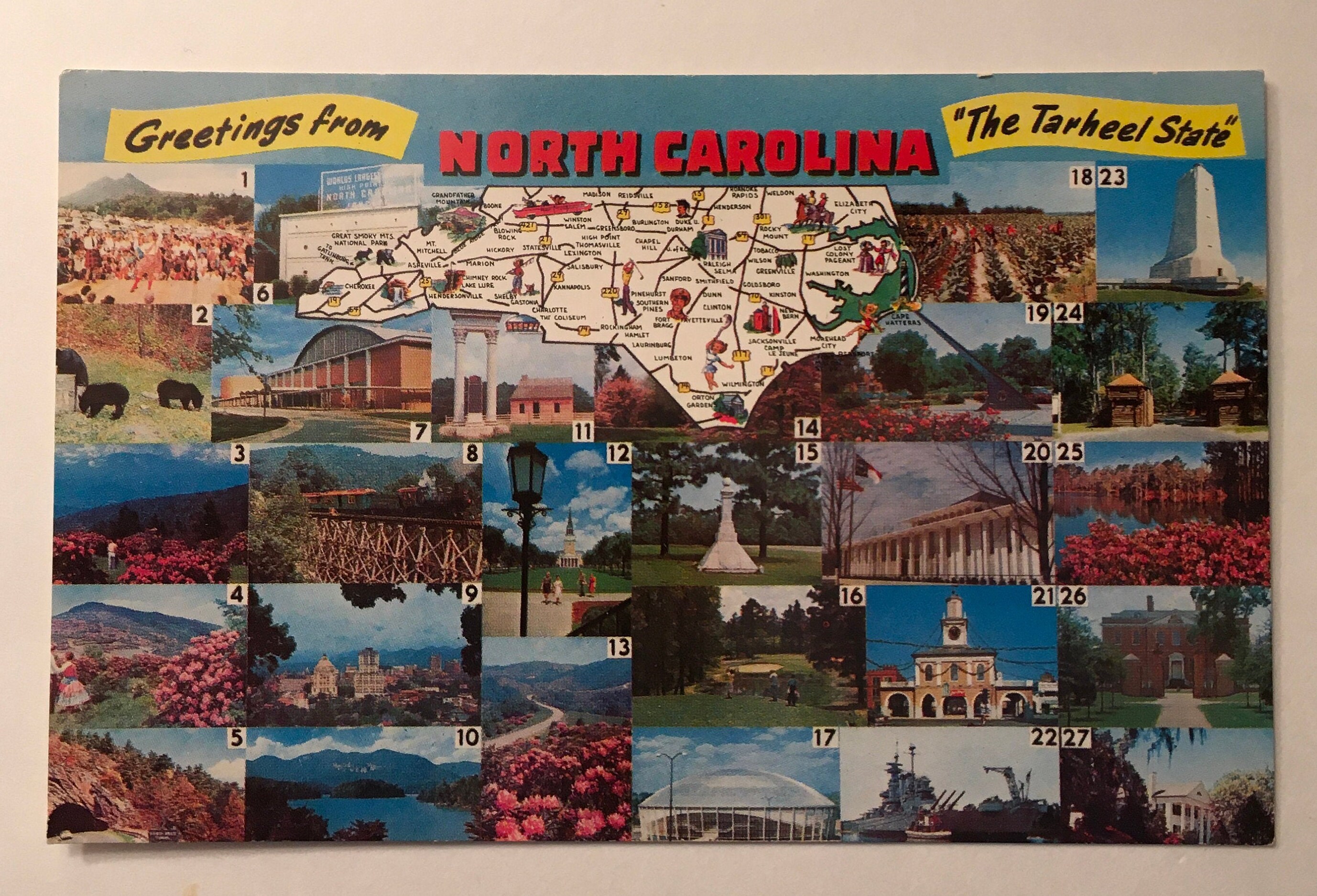 North Carolina Map POSTCARD / Vintage Map of North Carolina Etsy