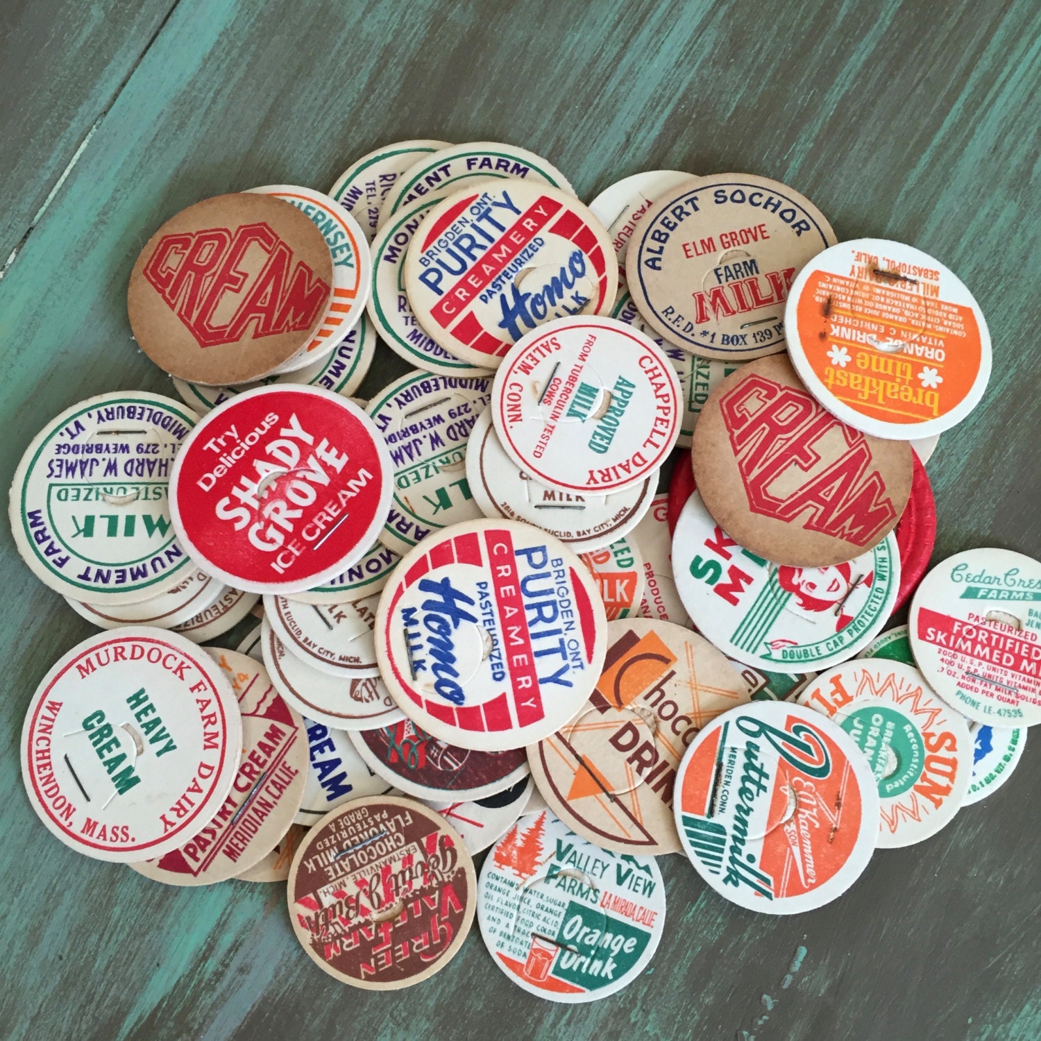 Milk Caps / 25 Vintage Milk Bottle Caps Assorted for Altered Etsy