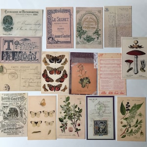 Artsy Postcards / Vintage Inspired Postcards-- Journaling & Art Cards set of 15 ~~ Great for Collage, Junk Journals, Smash books, Decoupage+