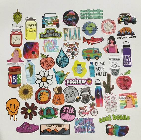 STICKERS / 50 Hydro Flask Stickers VSCO Girl for Laptop | Etsy