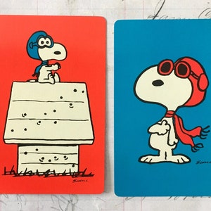 Peanuts Cards / 2 Vintage Snoopy the ACE Cards -- Great for Mixed Media, Scrapbooks, Collage, Journals