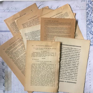 French Book Pages / 30 French Novel Book Pages Ephemera -- Great for Journals, Smash Books, Collage, Card Making++
