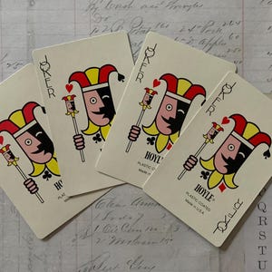 JOKER Cards / 4 Vintage Floral Playing Cards JOKERS -- Great for Journals, Smash Books, Collage+