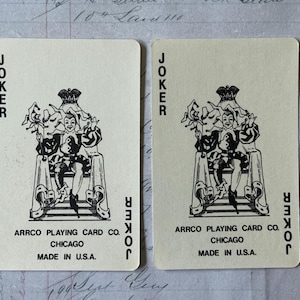 JOKERS / 2 Vintage Single Joker Horse Playing Cards -- Great for Mixed Media, Collage, Journals, Smash Books, etc.