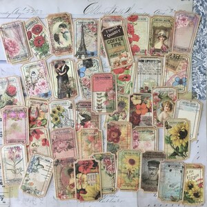 Victorian Tickets  / 40 Victorian & Floral Tickets Great for Mixed Media, Journals, Cards, Paper Ephemera Tags