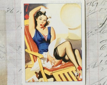 Woman Swap Card / 1 Vintage Woman Pin Up Playing Card — Great for Journals, Smash Books, Collage, etc.