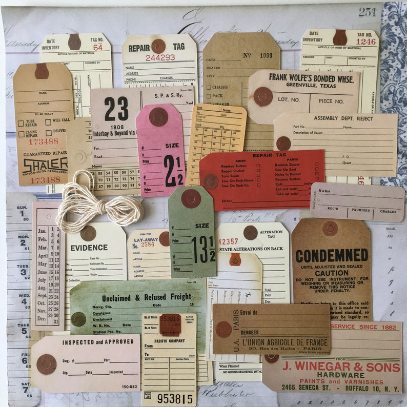 Collage Mixed Media, SCRAP PACK 25 Pc Salvaged TAGS Kit by Tim Holtz for Altered Art
