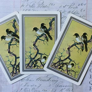 Bird CARDS / 3 Vintage Neutral Bird Playing Cards -- Great for Mixed Ephemera for Collage, Altered Art, Scrapbooking, Journals