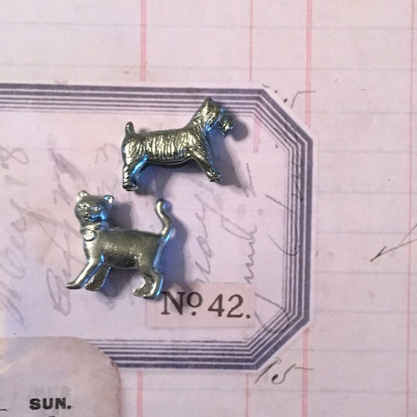 Monopoly Dog Cat / 2 Monopoly DOG & CAT Tokens Great for Mixed Media, Shadow Boxes, Crafts, etc.