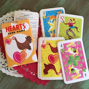 HEARTS Card Game / 44 Children&#39;s HEARTS Playing Cards -- Great for Games, Arts & Crafts, Journals, Collage+ Brand New Unused