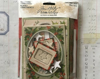 Christmas Scrap Pack / 45 pc. Holiday Scrap Pack Kit by Tim Holtz 2023 Christmas Baseboards Great for Collage, Journals, Cards. Smash Books+
