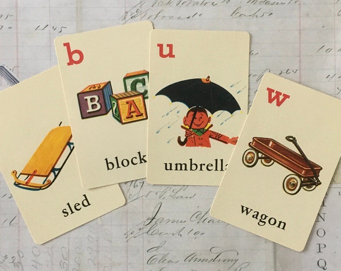 Flash Cards / 4 Vintage ABC Flashcards by Educards 1959 Great for