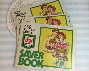 S & H Green Stamps Booklet / 1 Vintage Green Stamps Book -Empty-Great Ephemera for Mixed Media, Collage, Altered Art, Journals, SmashBooks+