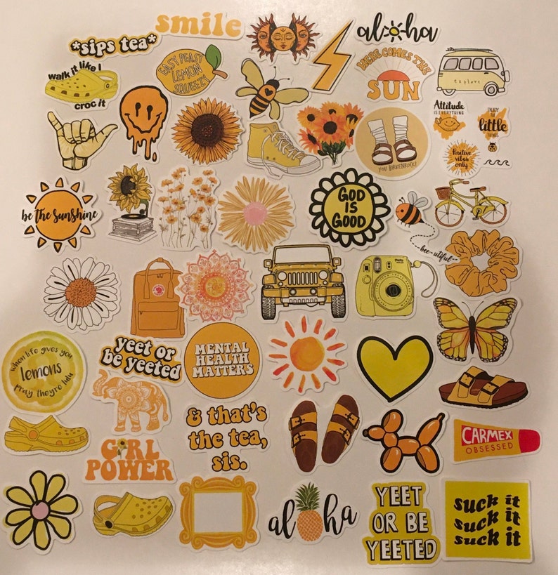 STICKERS / 50 Hydro flask Stickers VSCO girl for Laptop, Skateboard, Phone, Journals,Collage, Mixed Media, Crafts, etc. On SALE image 1